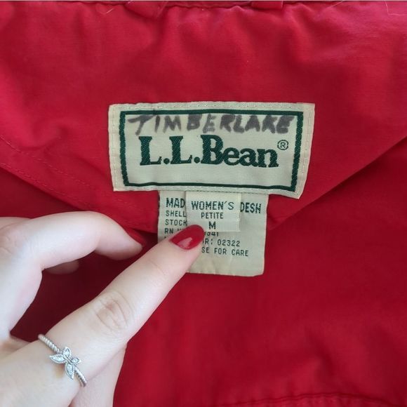 L.L. Bean Red Outdoor Camping Hiking Windbreaker Hooded Jacket Size PM - Picture 5 of 11
